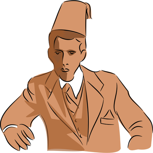 Man With Fez Illustration Clipart