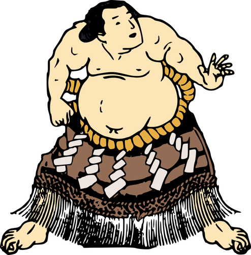 Image Of Sumo Fighter In A Skirt Clipart