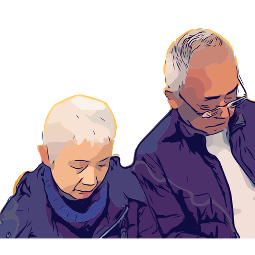 Older Asian Couple Clipart