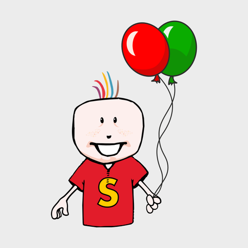 Of Boy Holding Two Balloons Clipart