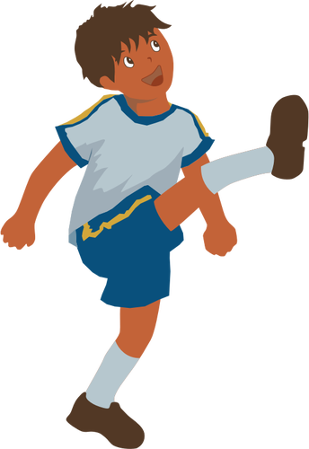 Of Young Boy Plays Soccer Clipart