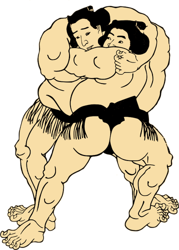 Of Sumo Fighters In Ring Clipart