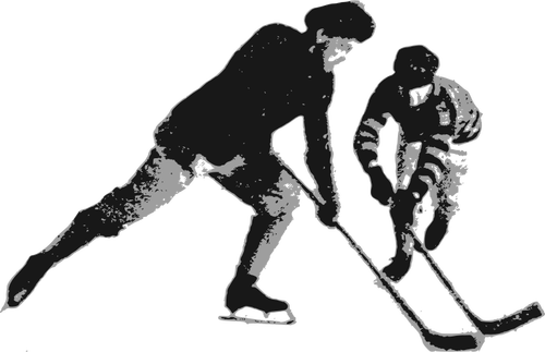 Of Ice Hockey Player Couple Clipart