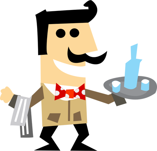 Of Waiter Man With A Tray Clipart