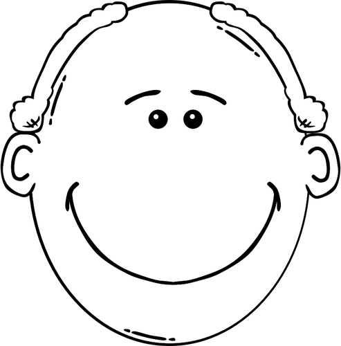 Balding Man Smiling Outline Clipart