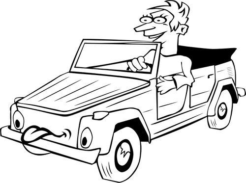 Of A Boy Driving Funny Car Clipart