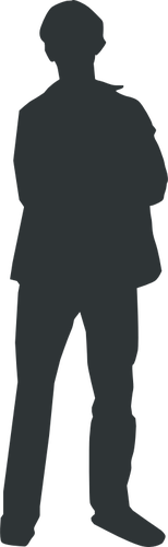 Of Grey Man Standing Outline Clipart