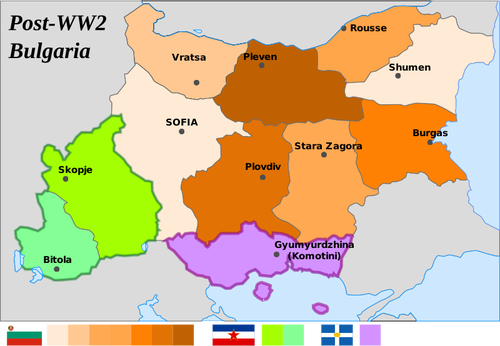 Map Of Republic Of Bulgaria After World War 2 Clipart