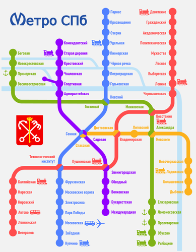 Saint Petersburg Underground Railway Map Clipart