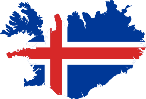 Iceland Map With Flag Over It Clipart