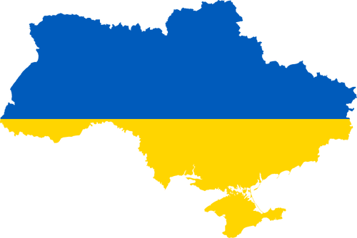 Ukraine Map With Flag Over It Clipart