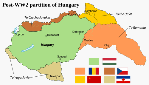 Map Of Kingdom Of Hungary After World War 2 Clipart