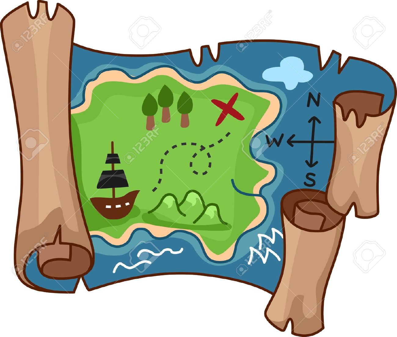 A Scroll Treasure Map By Rf Clipart