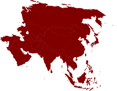 Colored Map Of The Asia Clipart