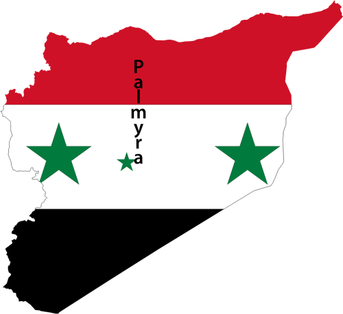 Syria Map Flag With Palmyra Clipart