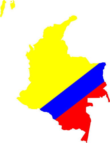 Colombian Map In National Flag Colors Clipart
