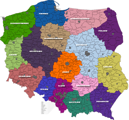 Districts Of Poland Map Clipart