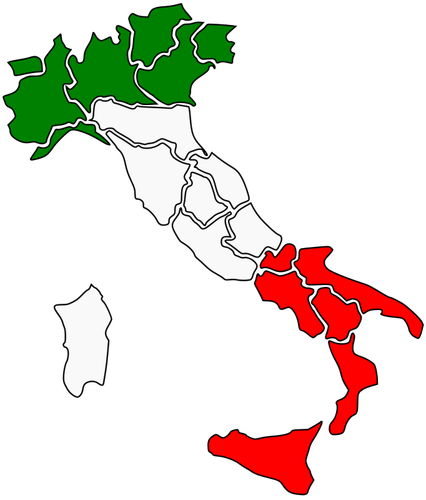Italy Map With Regions Clipart
