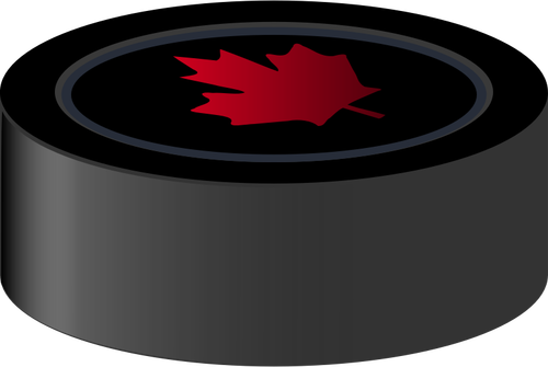 Of Hockey Puck With Canadian Maple Leaf Clipart
