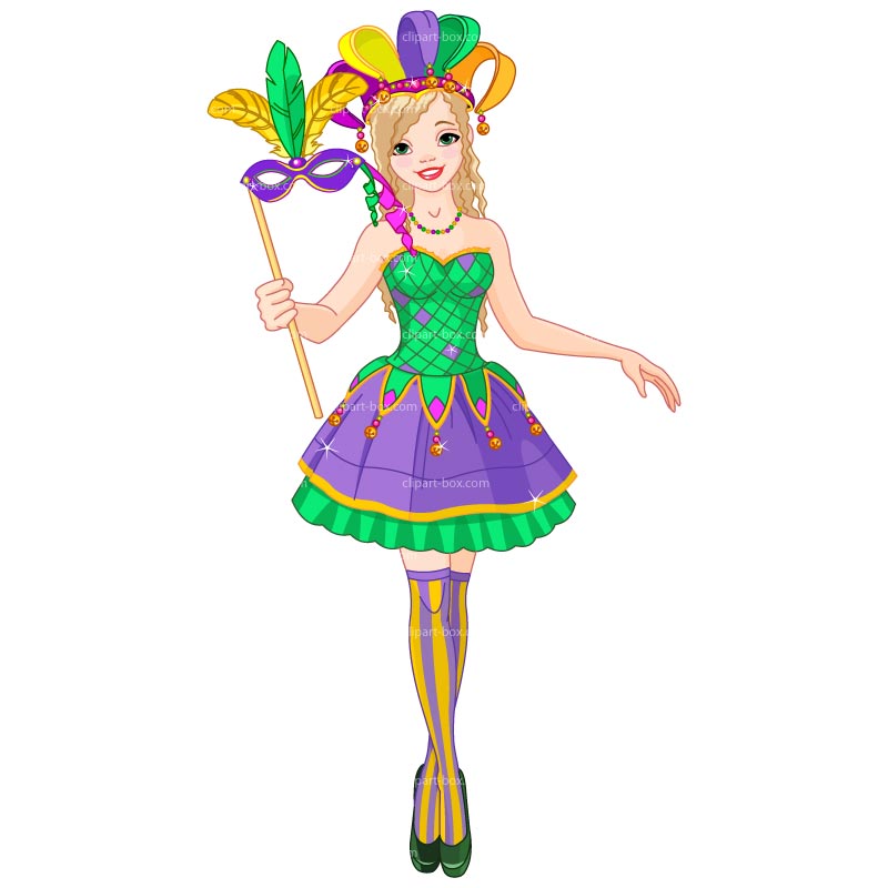 Mardi Gras Cute Girl In Costume Mardi Clipart