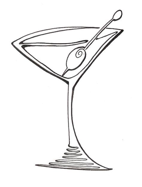 Cartoon Martini Glass Blog Line Art Ideas Clipart