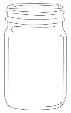 Mason Jar With Flowers Black And White Clipart