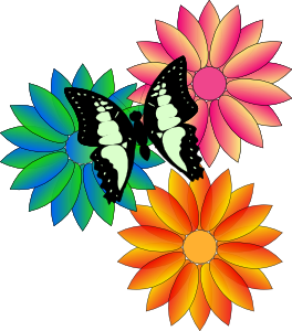 May Butterfly And Flowers At Vector Clipart