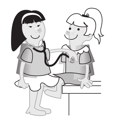 Of Girls Playing Doctors Clipart