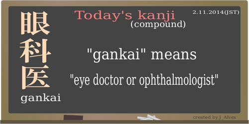 Kanji "Gankai" Meaning "Eye Doctor " Clipart