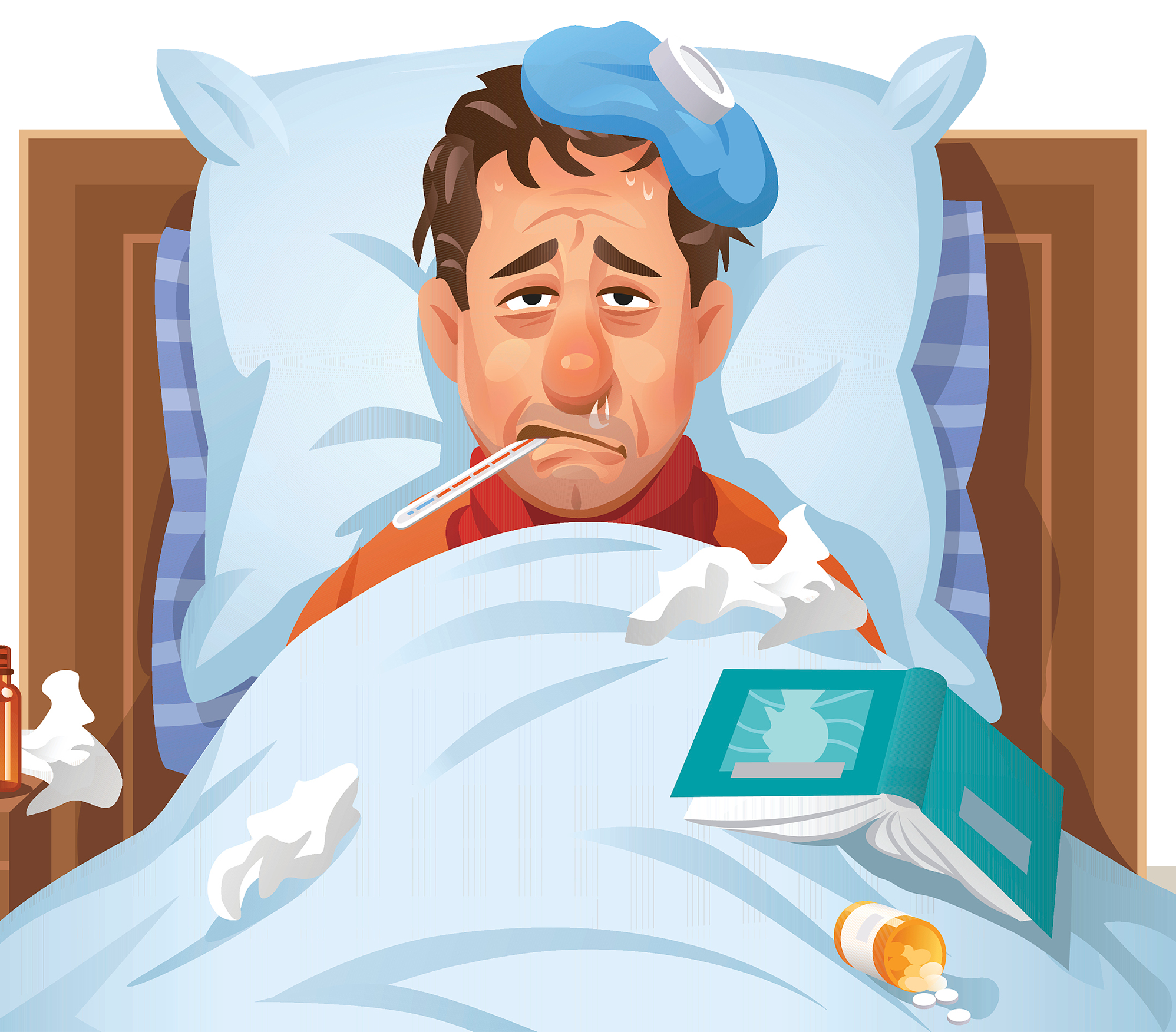 Influenza Bed Rest Disease Illustration Common Sick Clipart