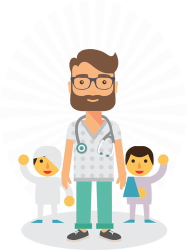 Doctor With Patients Clipart