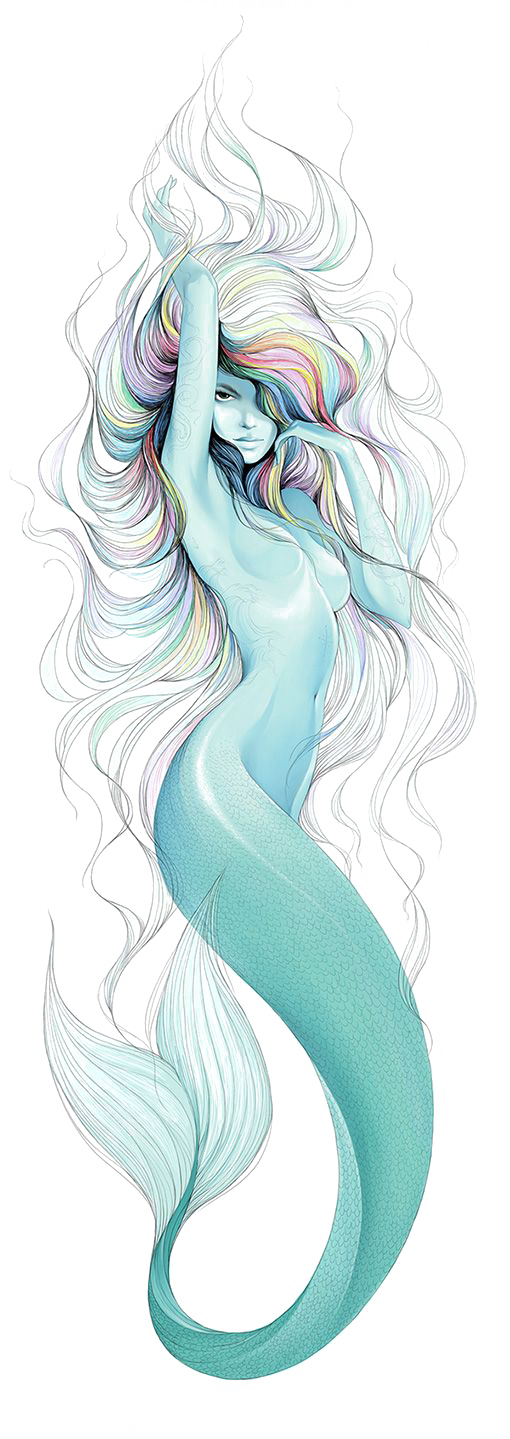 Tattoo Artist Finger Moustache Drawing Mermaid Clipart