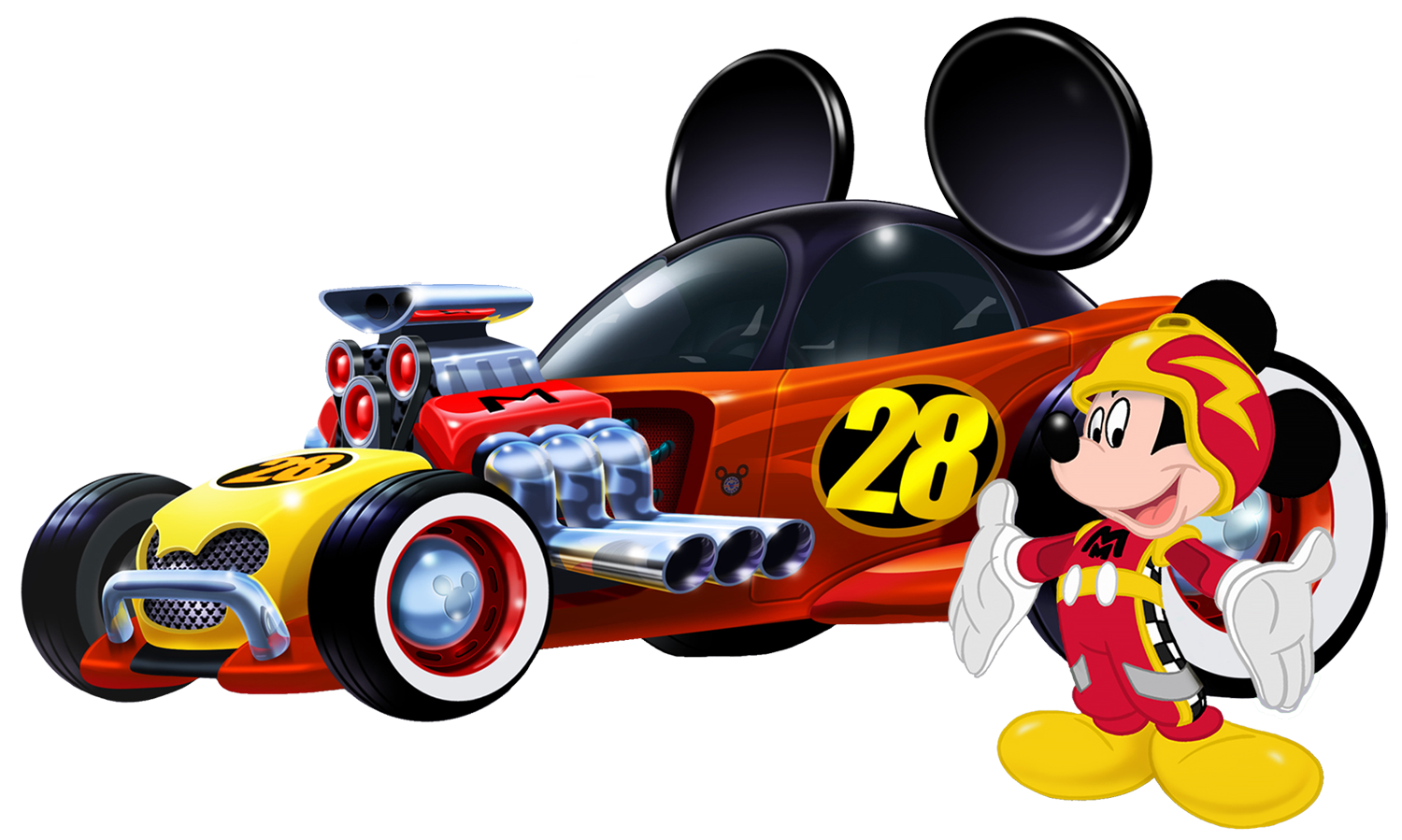 Mickey Car Daisy Minnie Pluto Donald Race Clipart