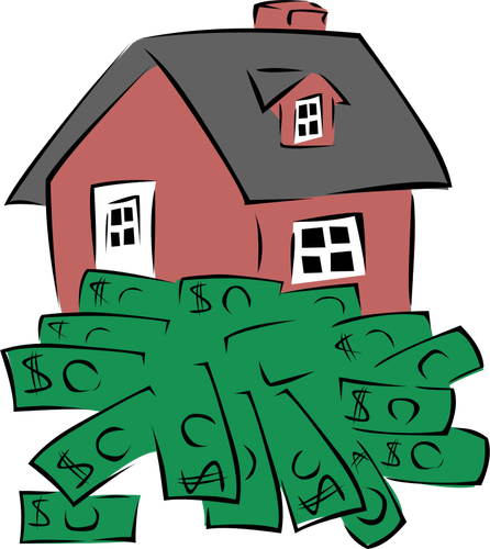 House Sitting On A Pile Of Money Clipart