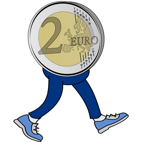 2 Euro Coin With Legs Clipart