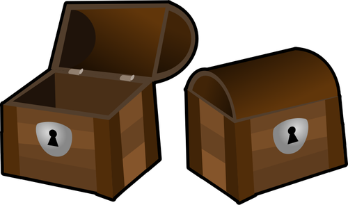 Of An Open And A Closed Treasure Chest Clipart