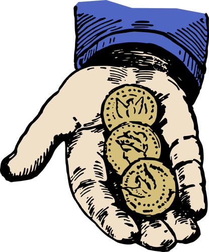 Hand With Coins Clipart