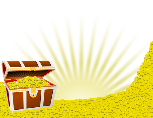 Overfilled Treasure Chest In Color Clipart