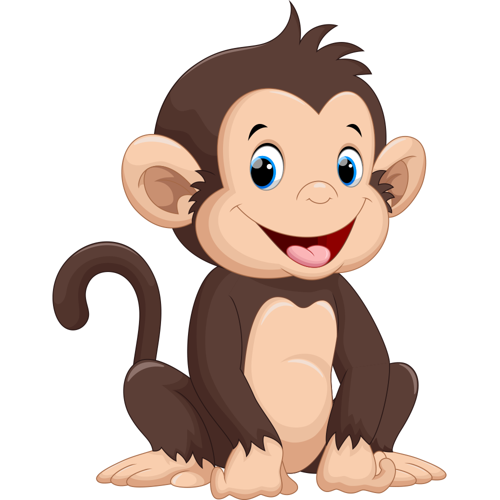 Little Monkey Illustration Cartoon Drawing Happy Clipart