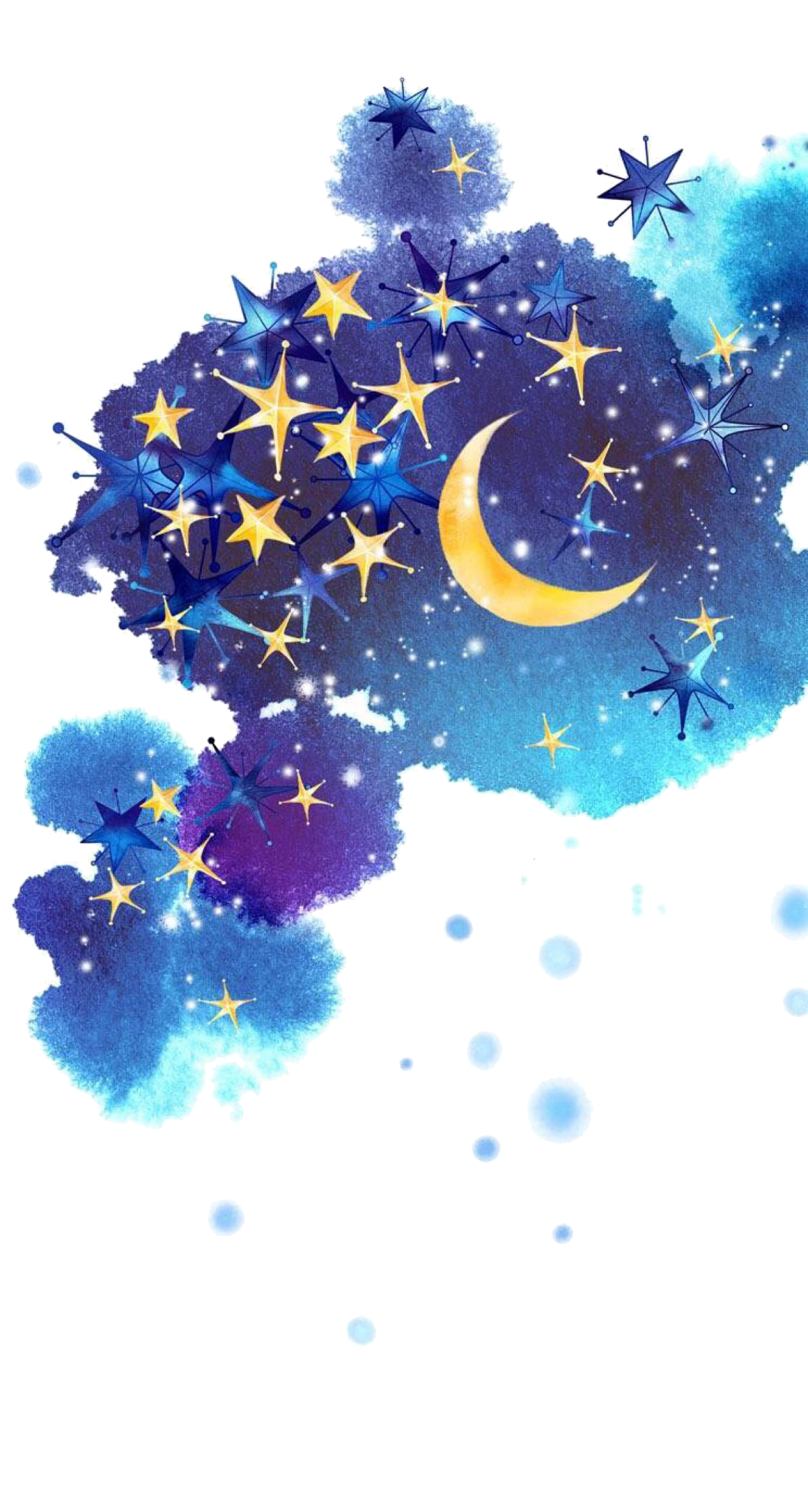 Painted Sky Night Star Moon PNG Free Photo Clipart