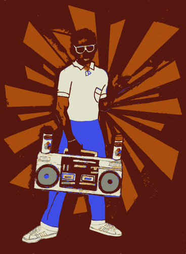 Man Holding A Boombox Clipart