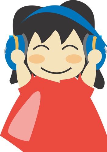 Girl With Headphones Clipart
