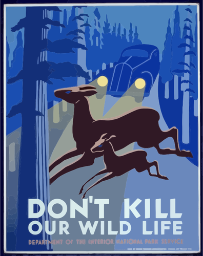 Vintage Poster Promoting Wildlife Preservation Clipart