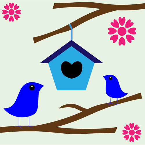 Birds In Love Nest Clipart