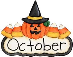Fun Month Of October Halloween Scene Calendar Clipart