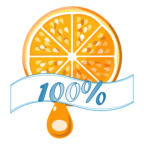 100% Orange Label Clipart