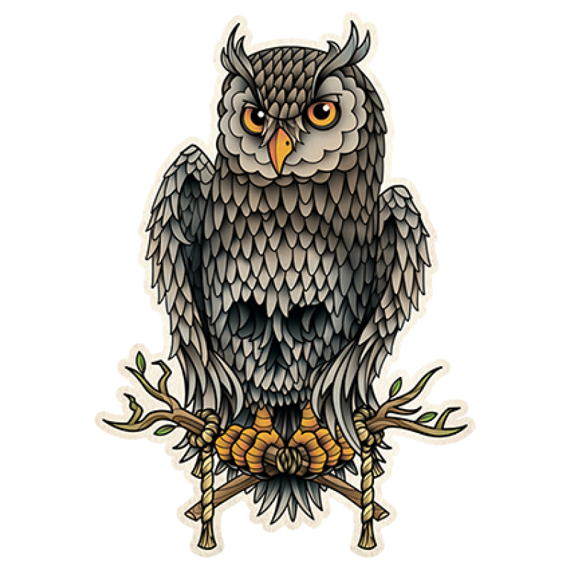 Owl School Old Skull Tattoo Flash (Tattoo) Clipart