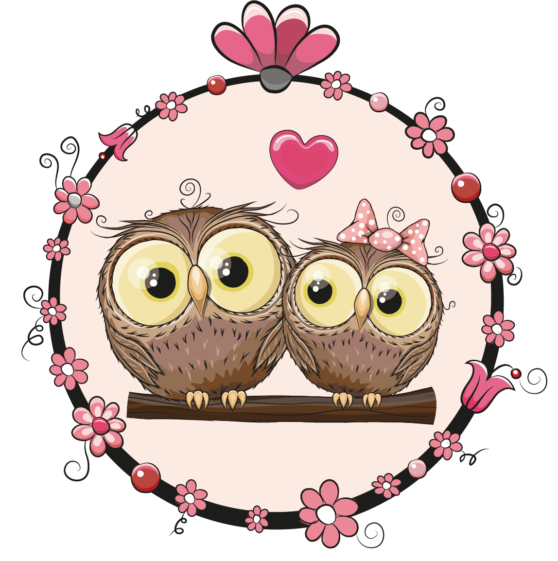 Owl Animals Couple Material Illustration Vector Cartoon Clipart