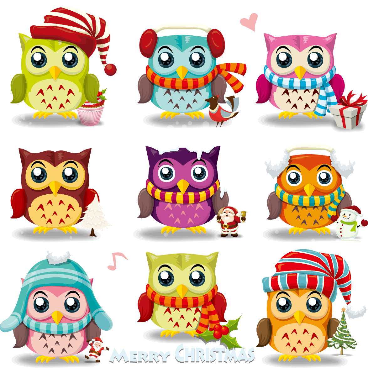 Owl Material Cute Claus Cartoon Vector Santa Clipart