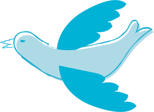 Freehand Drawing Of A Blue Bird Flying Clipart